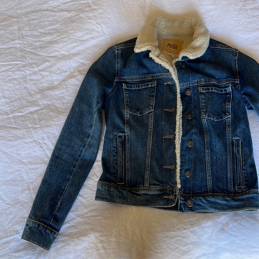 Paige denim shearling denim jacket